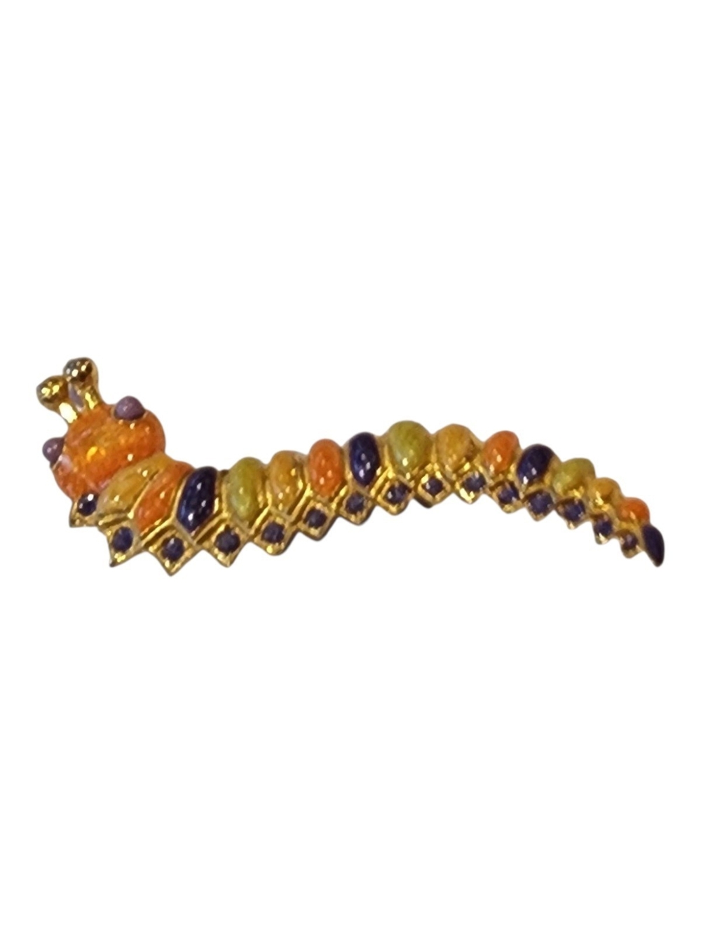 Gold Tone Multicolor Caterpillar Brooch KJL Lane- Women Jewelry